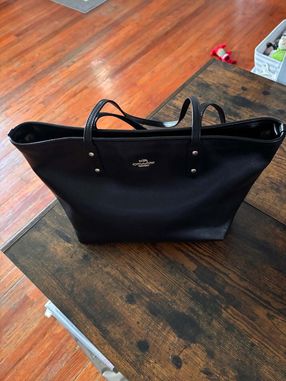 Coach Black Leather Tote Bag - Picture 7 of 14
